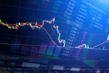 Wall Mural - Candle stick graph chart of stock market investment trading