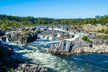 Strong White Water Rapids In Great Falls Park, Virginia Side