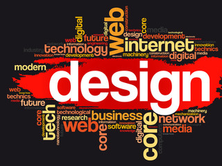 DESIGN word cloud, technology business concept background