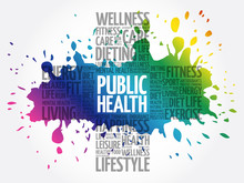 Public Health Word Cloud, Health Cross Concept Background