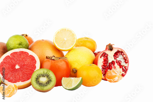 Naklejka - mata magnetyczna na lodówkę Set of multicolored fresh raw fruits