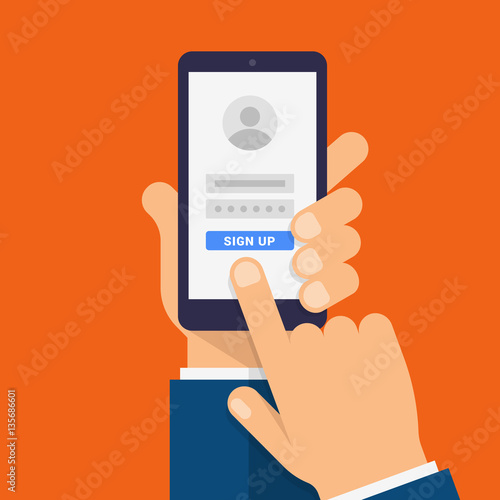 Fotomural Sign Up on smartphone screen