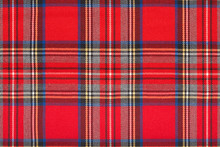 Red Tartan, Checkered Scottish Fabric Macro, Texture Background
