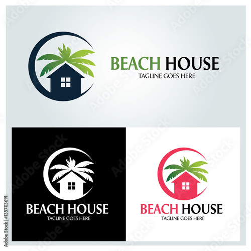 Beach House Logo Design Template Vector Ilration This Beach House Logo Design Template Vector Ilration