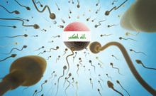 Immigration Concept: Sperms Swimming Towards Iraq.(series)