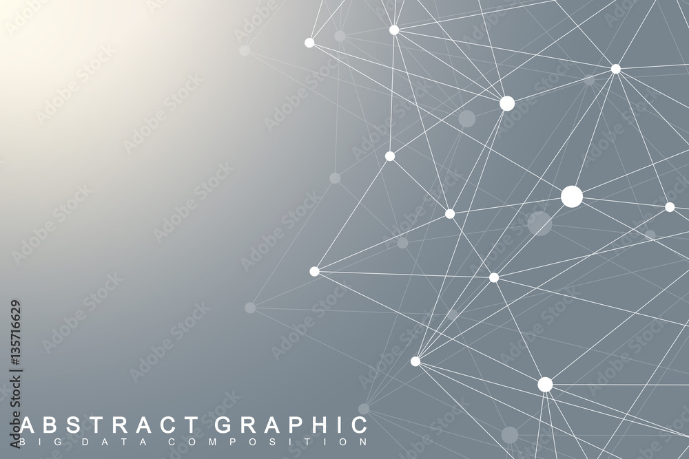 Geometric graphic background molecule and communication. Big data ...