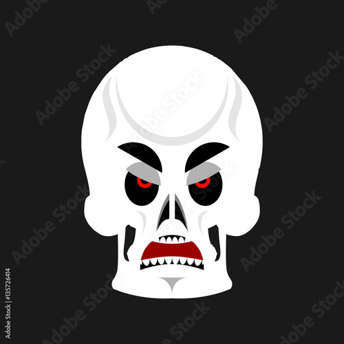 Skull angry Emoji. skeleton head grumpy emotion isolated vector de