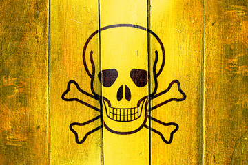Wall Mural - Vintage Poison sign background on a grunge wooden panel
