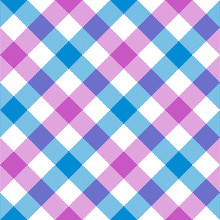 Blue Pink Diagonal Checkered Plaid Seamless Pattern