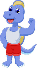 Sticker - cute dinosaur athlete cartoon posing