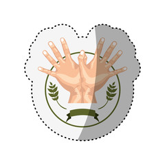 Canvas Print - Human hands doing a symbol icon vector illustration graphic design