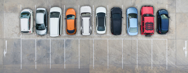 Empty parking lots, aerial view.