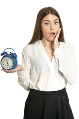 Beautiful woman with clock