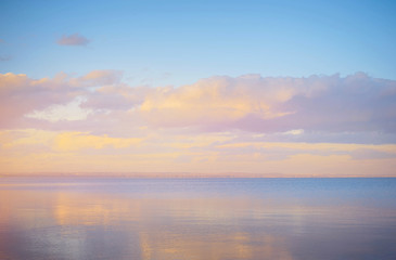 Wall Mural - sky background on sunset, seafront. nature composition. panoramic sunset sky background. taganrog ba