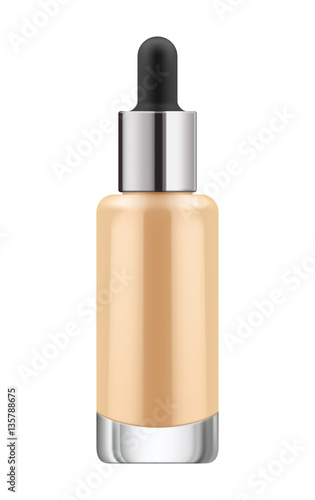 Download 3d Realistic Transparent Bottle For Foundation Cream Mock Up Of Cosmetic Glass Container Blank Template Of Packaging For Liquid Cosmetic Product Vector Illustration Isolated On White Background Stock Vector Adobe Stock