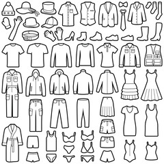 clothes icon collection - outline illustration