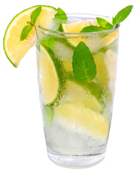 Poster - mojito cocktail with lime and leaf mint isolated