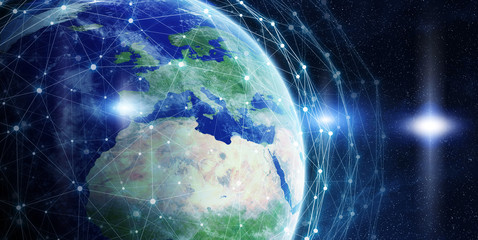 Aufkleber - Data exchange and global network over the world 3D rendering