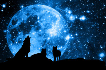  Wilki i Księżyc jak koncepcja magicznego pakunku wilków