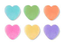 Blank Candy Valentines Hearts Isolated On White Background.