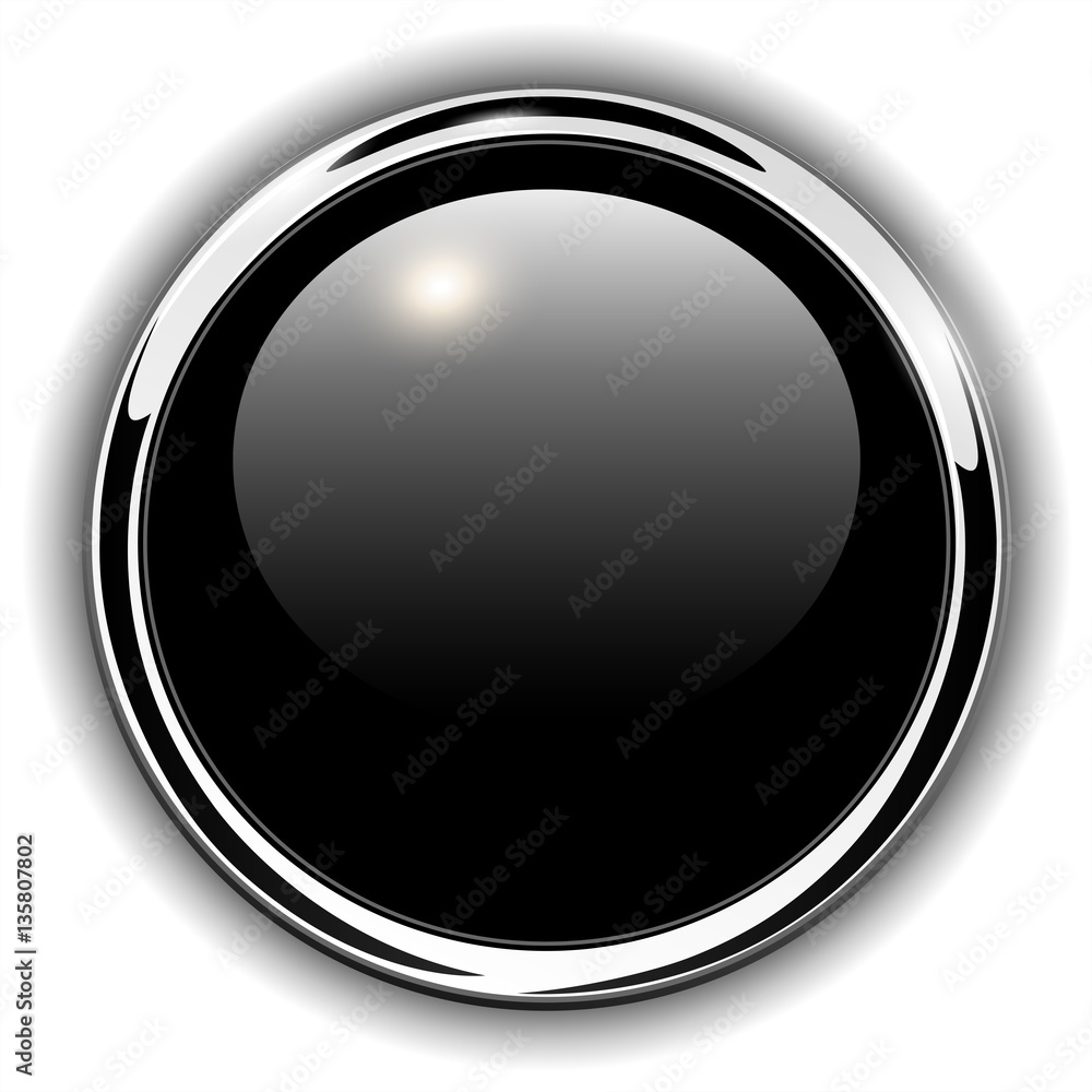 Button shiny black, chrome metallic Stock Vector | Adobe Stock
