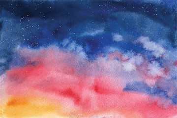 Wall Mural - Watercolor vector background Space, stars, constellation, nebula
