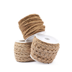 Wall Mural - Pile of rope bobbins isolated