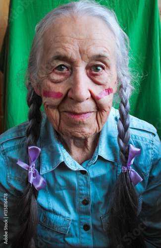 Old Woman With Long Gray Hair Buy This Stock Photo And Explore