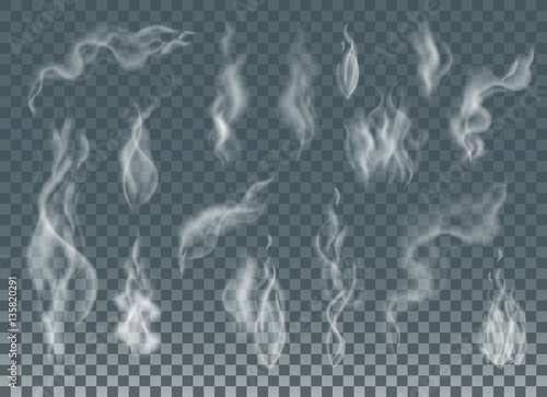 Fotografía Realistic cigarette smoke waves or steam on transparent background