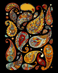 Aufkleber - Paisley ornament set, sketch for your design
