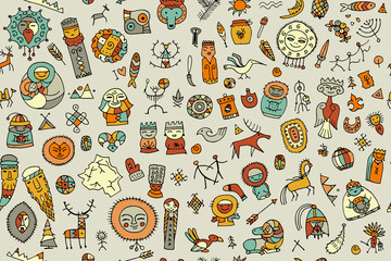 Poster - Tribal ethnic elements, seamless pattern for your design