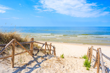 Entrance to sandy Lubiatowo beach, Baltic Sea, Poland