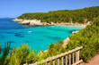 View of beautiful beach with crystal clear turquoise sea water, Menorca island, Spain