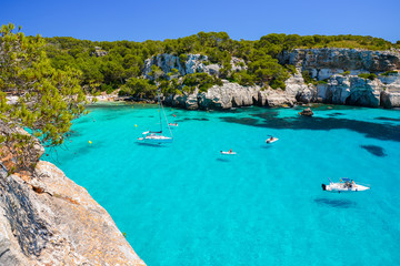 Wall Mural - View of beautiful bay of Cala Macarelleta, Menorca island, Spain