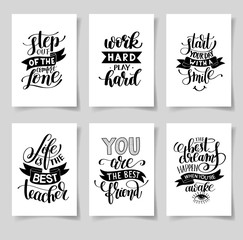 set of six hand written lettering positive inspirational quote