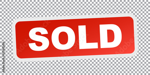 Fotomural SOLD red stamp. Flat vector icon