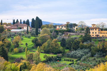 Poster - green and yellow gardens in suburb of Florence