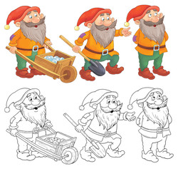 Wall Mural - Snow White and seven dwarfs. A cute dwarf. Illustration for children. Coloring page
