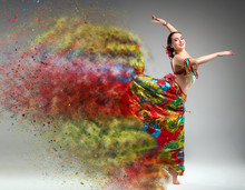Dancer With Disintegrating Dress. Abstract Vision.Photo Manipula