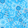 © elfhame - Seamless pattern with flowers and leaves scattered in a chaotic