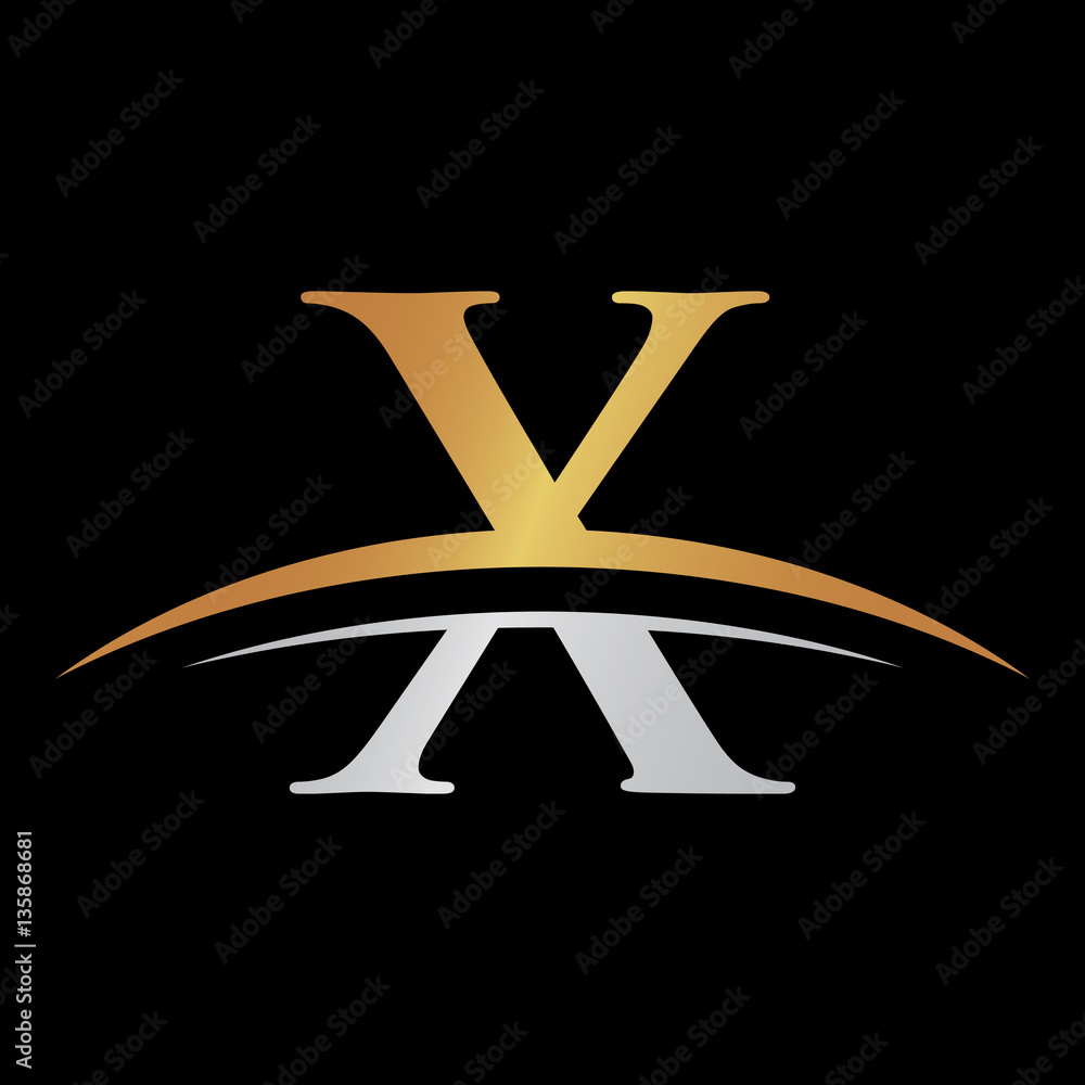 initial letter logo with swoosh silver gold Stock Vector | Adobe Stock