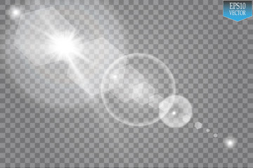 Wall Mural - vector transparent sunlight special lens flare light effect. sun flash with rays and spotlight