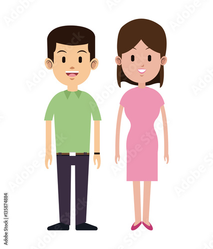 young couple clothes brunette smiling vector illustration eps 10 Stock ...