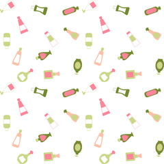 Sticker - Continuous pattern with cosmetic bottles  - vector illustration