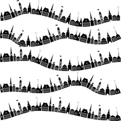 Wall Mural - Continuous pattern with silhouettes of houses - vector illustration 