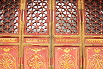 The ancient Chinese building doors and Windows