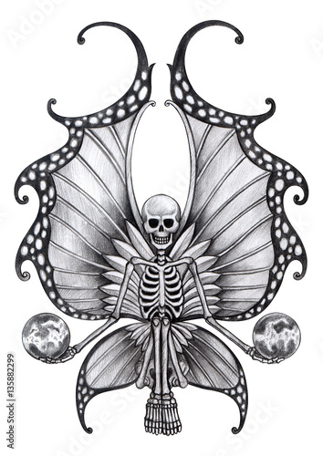 Skull Fairy Surreal Art Design Skull Fairy Surreal Fantasy Hand Pencil Drawing On Paper Buy This Stock Illustration And Explore Similar Illustrations At Adobe Stock Adobe Stock