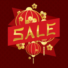 Wall Mural - Chinese new year sale design banner.