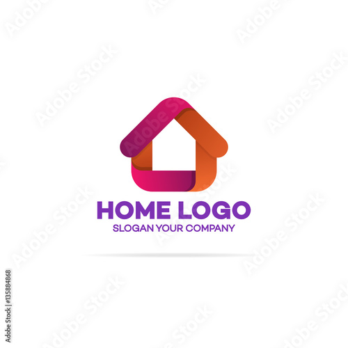 Home Logo Orange And Red Color Isolated On White Background Used