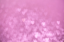 Defocused Lights Bokeh Background Of Pink Hearts